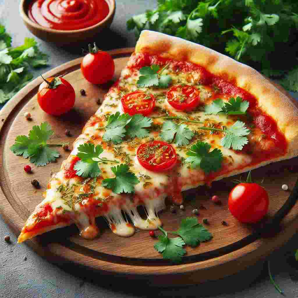 Pizza with coriander topping