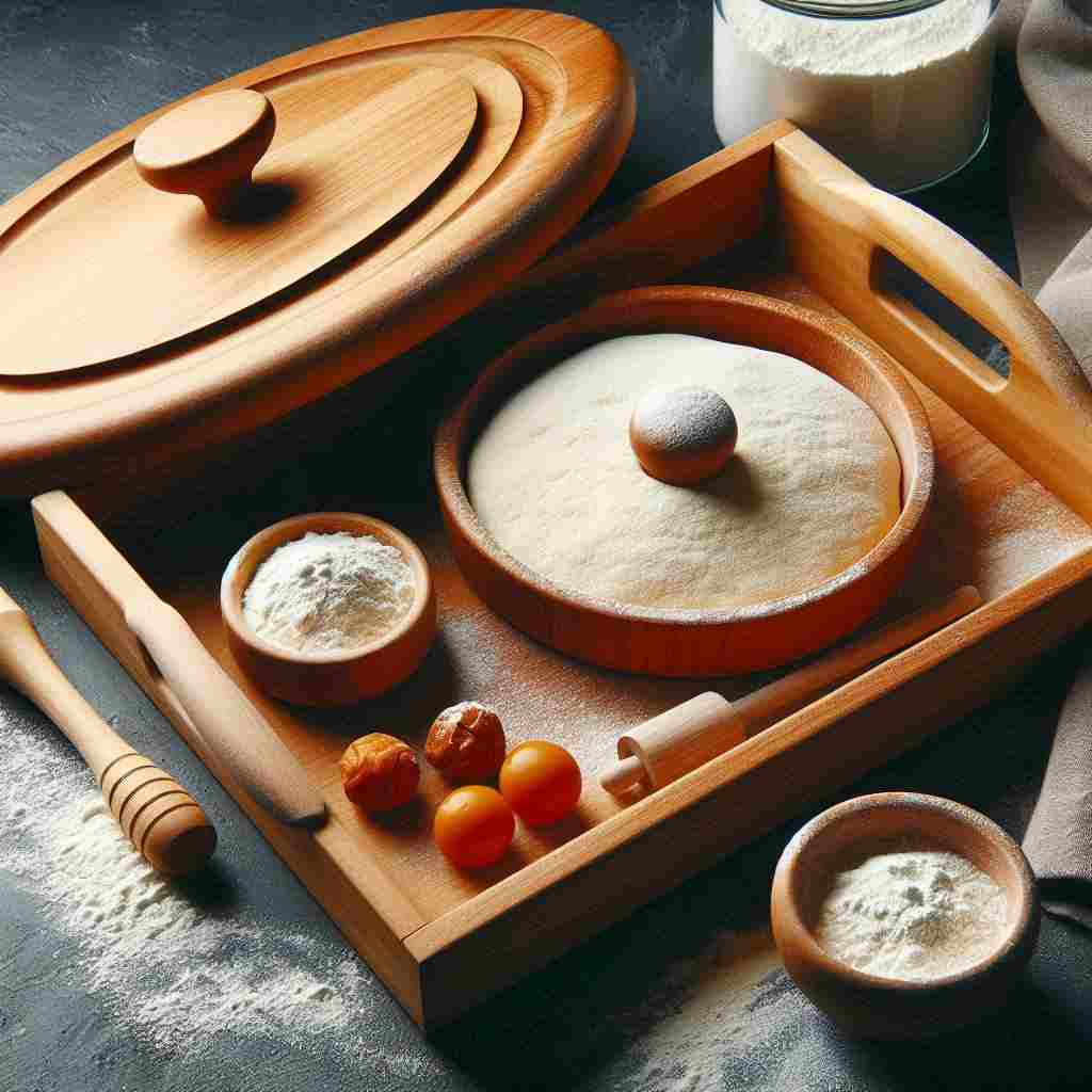 Wooden Pizza dough making tray set